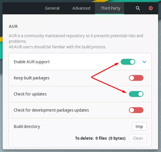 Enabling AUR support inside of pamac